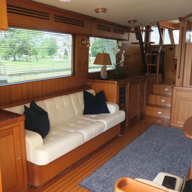 Slide: The Image of Luxurious interior of 2008 Marlow 53 C Explorer yacht with elegant wood finish. - 3