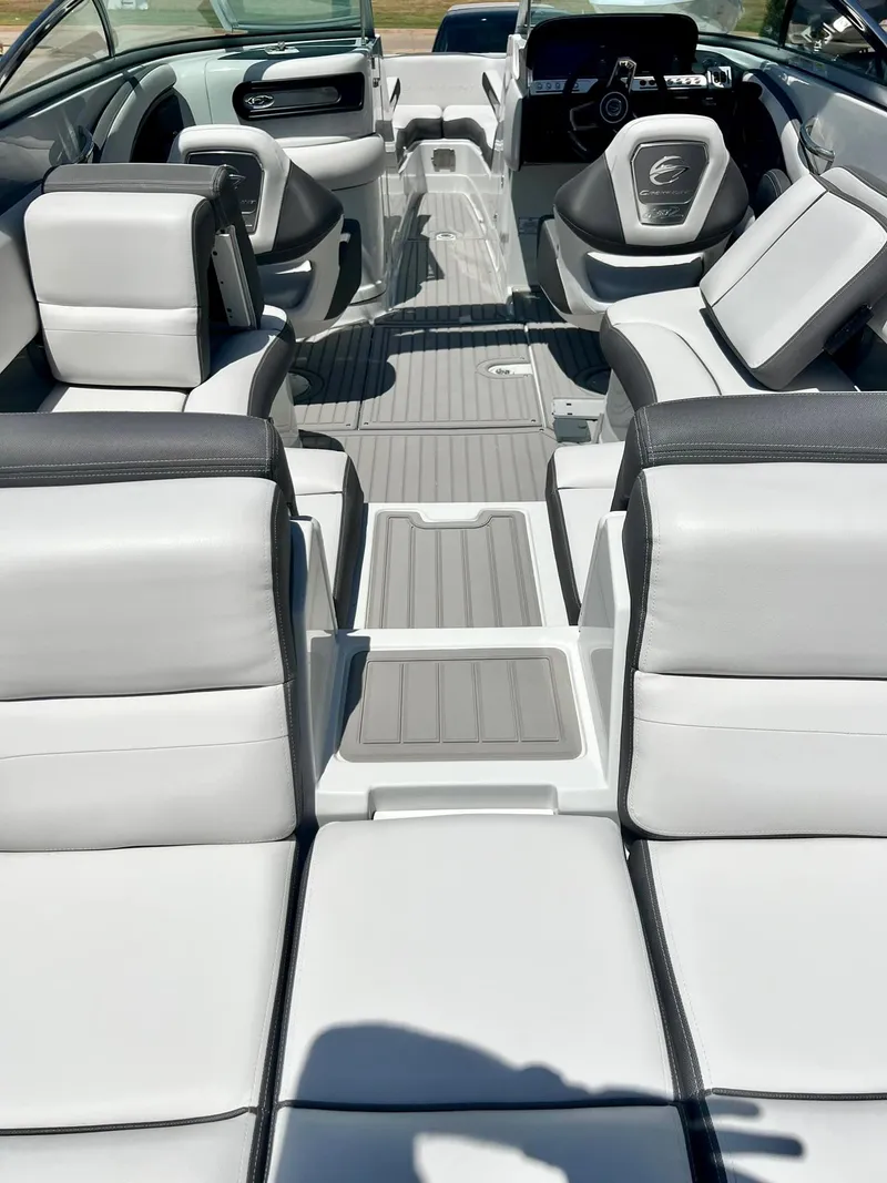 Slide: The Image of 2024 Crownline 270SS boat interior with luxurious seating and modern design. - 8