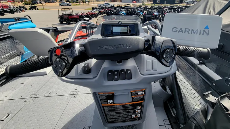 Slide: The Image of 2023 Sea-Doo Switch Sport 21 dashboard with Garmin navigation system. - 7