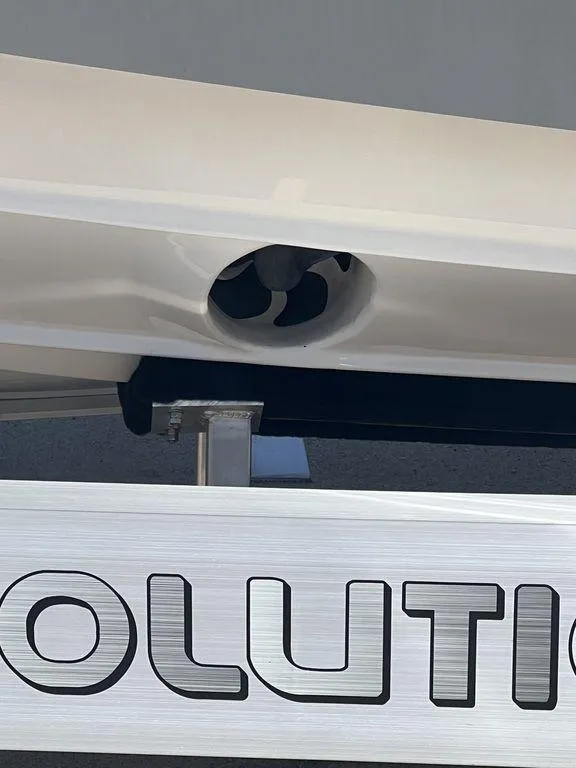 Slide: The Image of 2024 Fountain 38 TE boat detail with visible propeller and partial branding. - 36