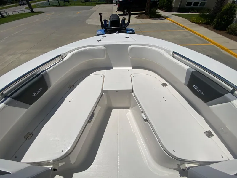 Slide: The Image of 2026 Robalo R200 Center Console boat interior with spacious seating and storage compartments. - 17