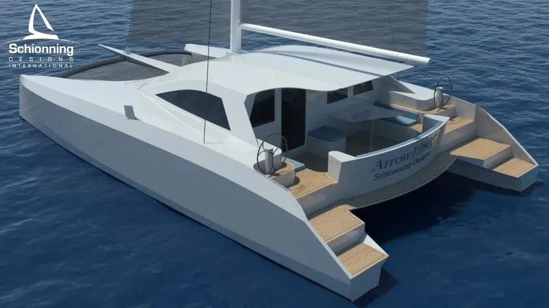 Slide: The Image of 2024 Schionning Arrow 1280 S catamaran sailing on the ocean. - 7