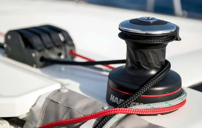 Slide: The Image of Winch and ropes on 2026 Beneteau Oceanis 40.1 sailboat deck. - 8