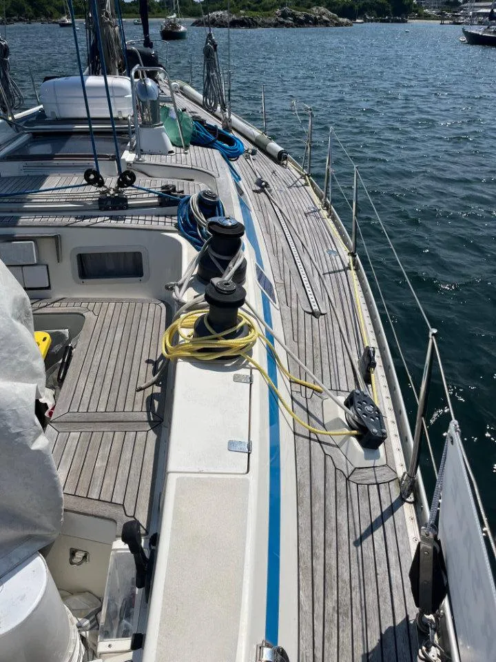 Slide: The Image of Sailing yacht deck of 1986 Nautor Swan 43 on calm water. - 14