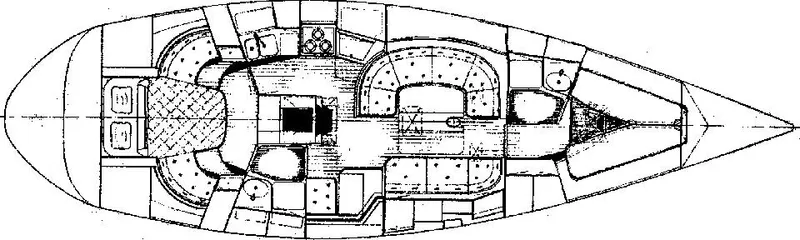 Slide: The Image of Floor plan of a 1986 Nautor Swan 43 sailboat, showcasing interior layout and design. - 37