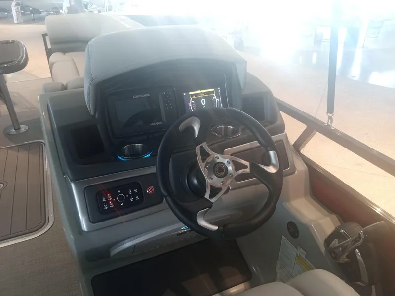 Slide: The Image of 2024 Regency 250 DL3 pontoon boat interior layout, top view. - 6