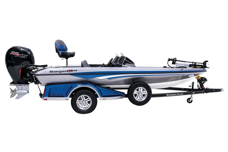 Slide: The Image of 2024 Ranger Z518 boat interior with steering wheel, dashboard, and red-accented seats. - 4