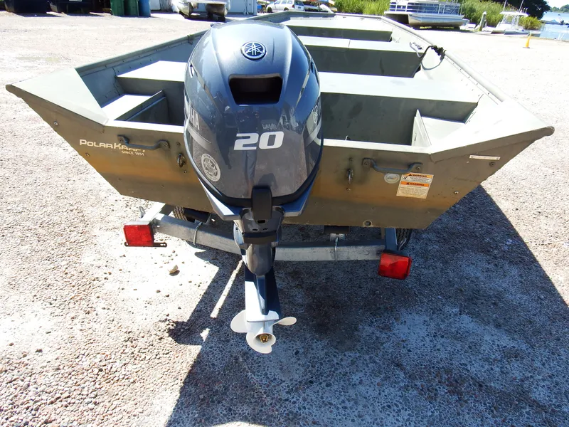 Slide: The Image of 2018 Polar Kraft Jon 1448 LW boat with 20 HP Yamaha outboard motor. - 18
