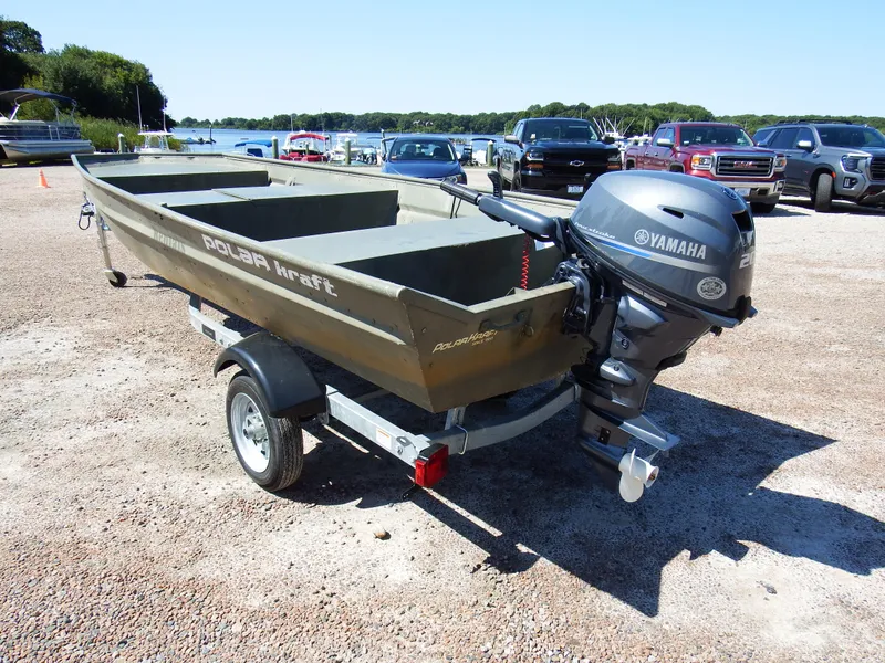 Slide: The Image of 2018 Polar Kraft Jon 1448 LW boat with Yamaha motor on trailer. - 4