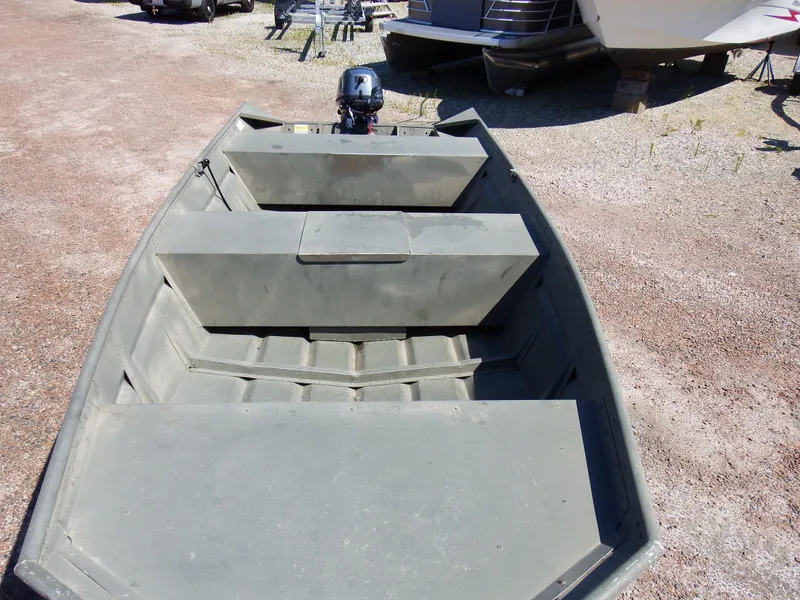 Slide: The Image of 2018 Polar Kraft Jon 1448 LW aluminum fishing boat with outboard motor. - 9