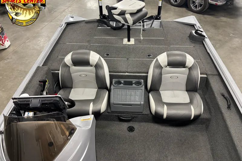 Slide: The Image of 2018 Polar Kraft TX 195 boat interior with dual seats and steering console. - 9