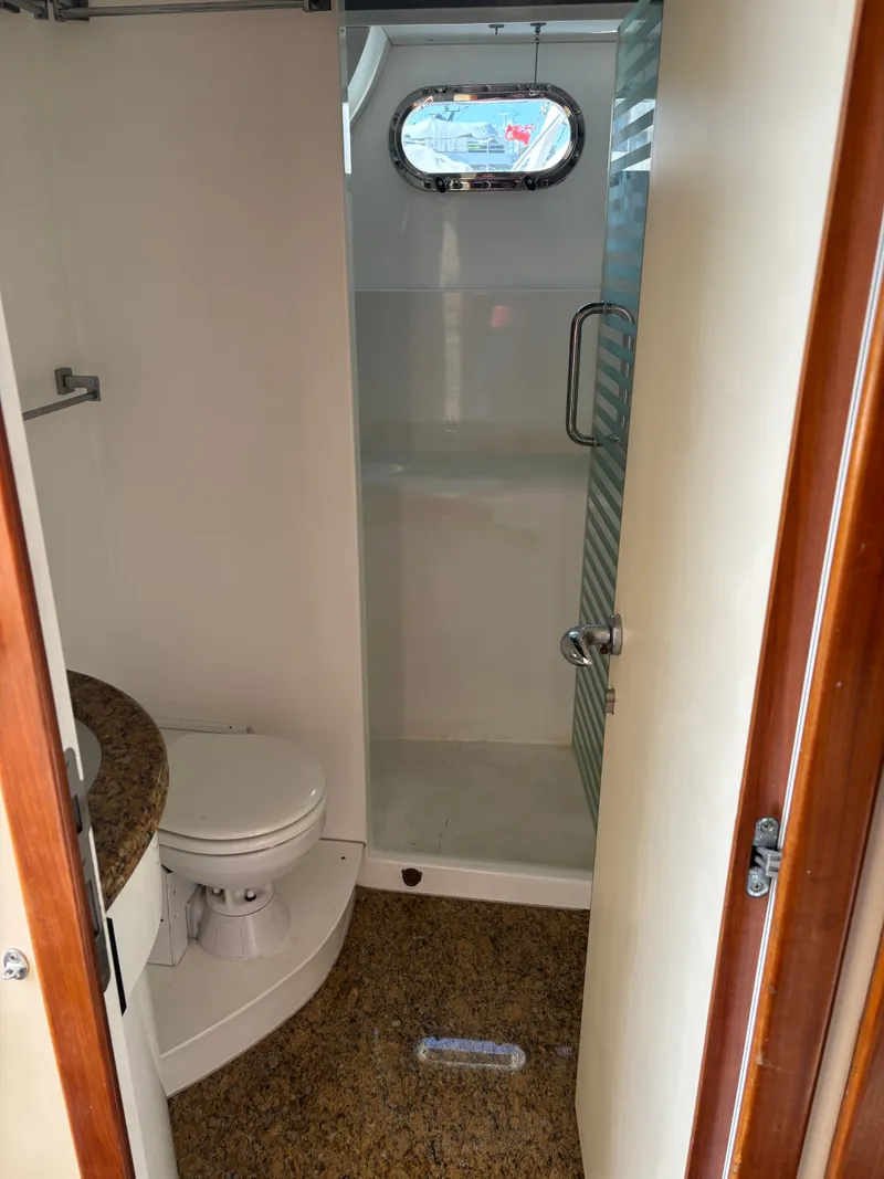 Slide: The Image of Bathroom interior of 2009 Horizon Vision 74 yacht with shower and toilet. - 17