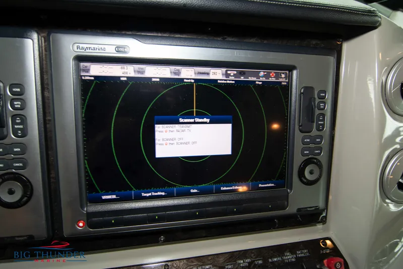 Slide: The Image of Raymarine radar display on 2013 Sea Ray 540 Sundancer yacht dashboard. - 49