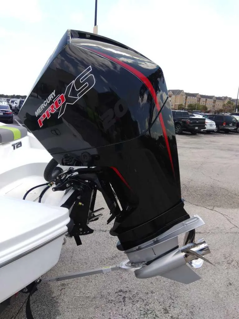 Slide: The Image of 2024 Tahoe T21 boat with Mercury Pro XS outboard motor. - 4