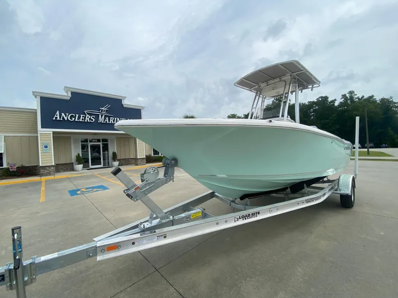 Slide: The Image of 2024 Key West 203 FS boat on trailer at Anglers Marine dealership. - 4