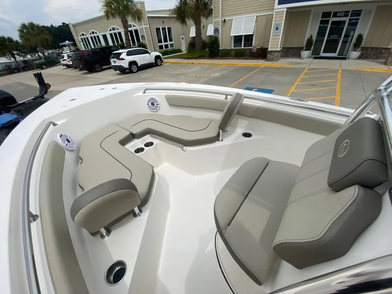 Slide: The Image of 2024 Key West 203 FS boat with spacious seating and modern design. - 15