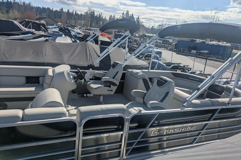 Slide: The Image of 2023 Berkshire 24 RFX LE pontoon boat with spacious seating and sleek design. - 14