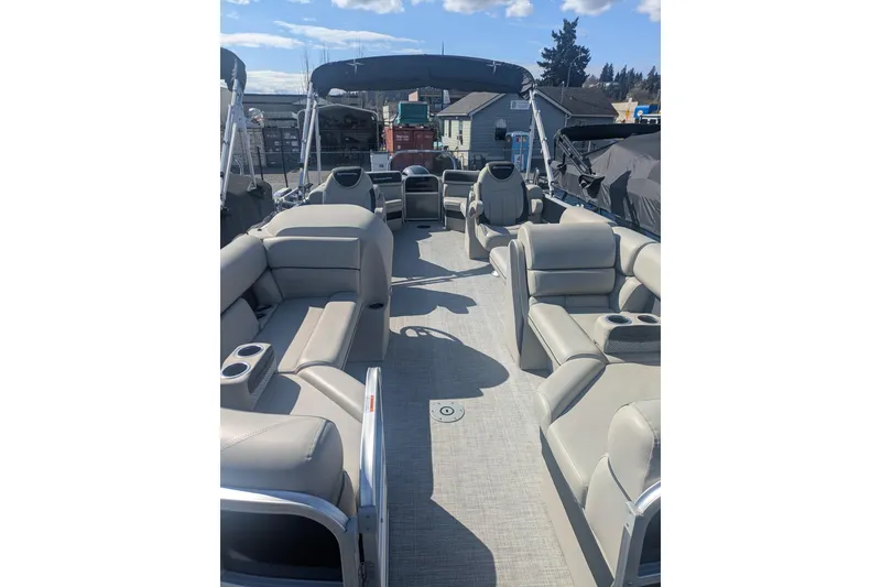 Slide: The Image of 2023 Berkshire 24 RFX LE pontoon boat with spacious seating and canopy. - 15