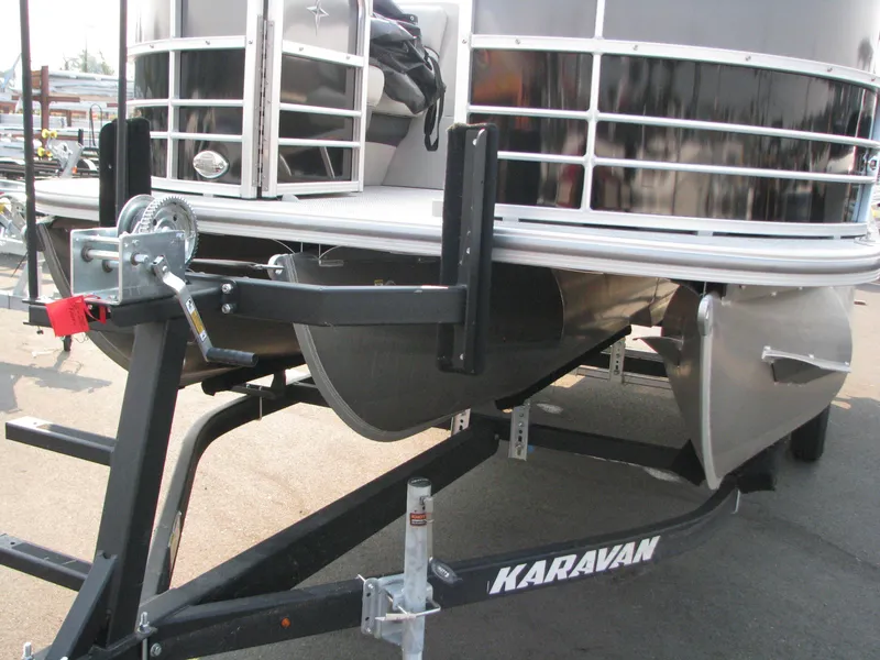 Slide: The Image of 2023 Berkshire 24 RFX LE pontoon boat on Karavan trailer. - 7