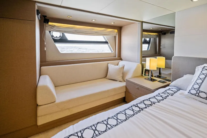 Slide: The Image of Luxurious interior of 2016 Prestige 620 yacht with sofa and bed. - 30