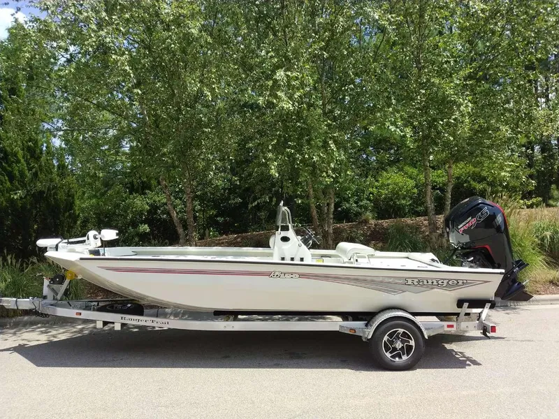 The Image of 2024 Ranger RB190 boat on a trailer, parked outdoors. - 0