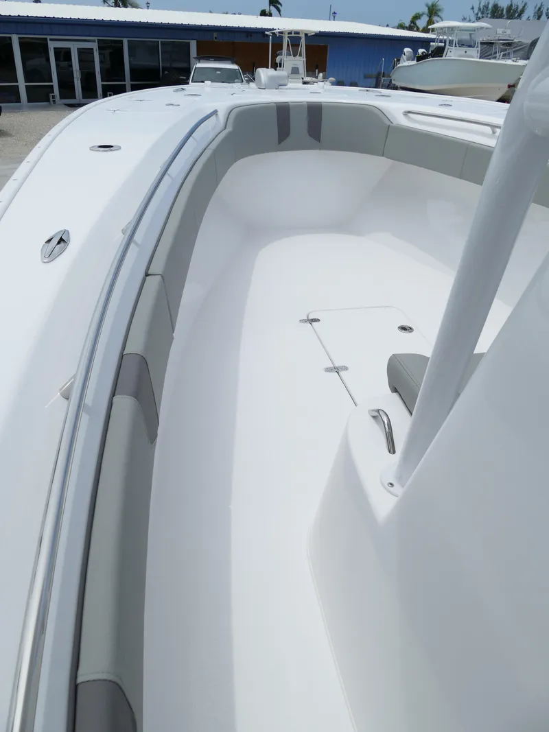 Slide: The Image of 2024 Cape Horn 31T Tournament boat deck with spacious seating and modern design. - 25