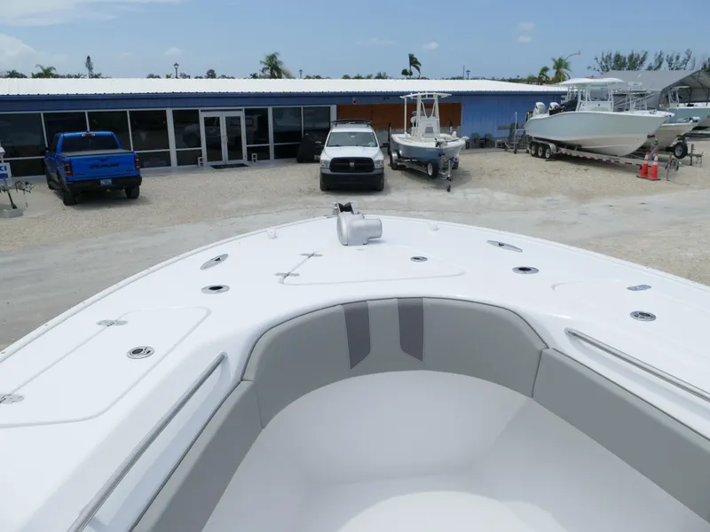 Slide: The Image of 2024 Cape Horn 31T Tournament boat at a dealership. - 27