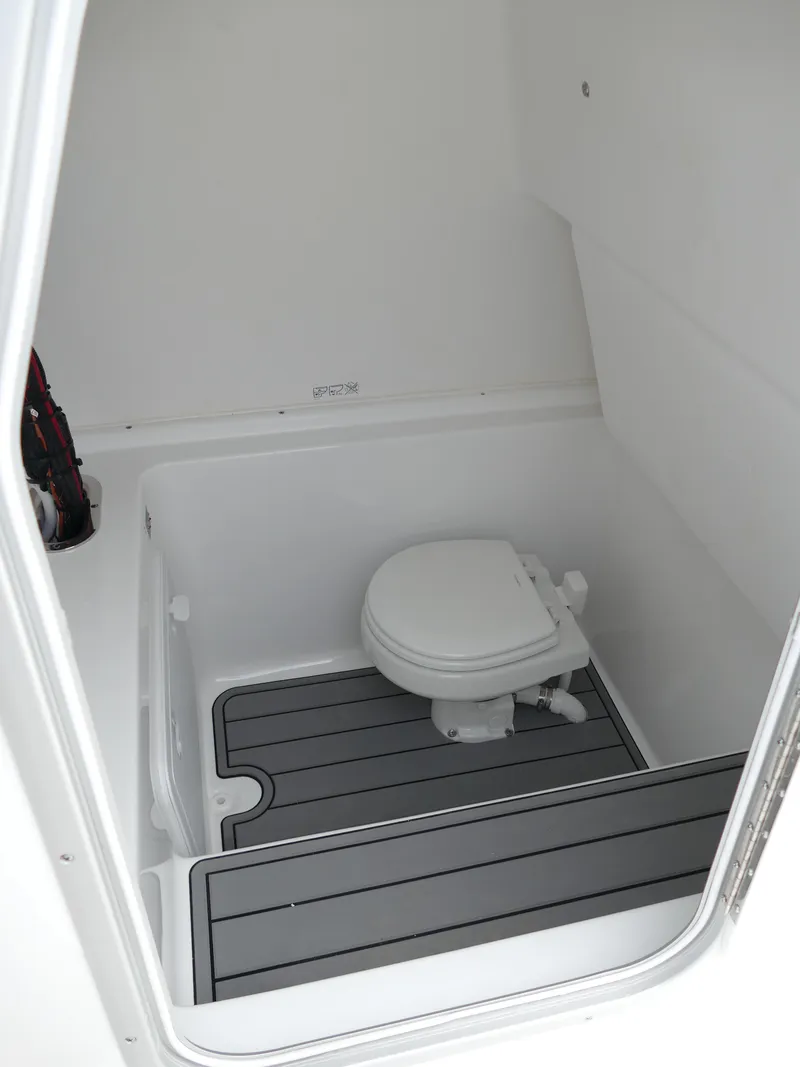 Slide: The Image of 2024 Cape Horn 31T Tournament boat interior with marine toilet. - 45