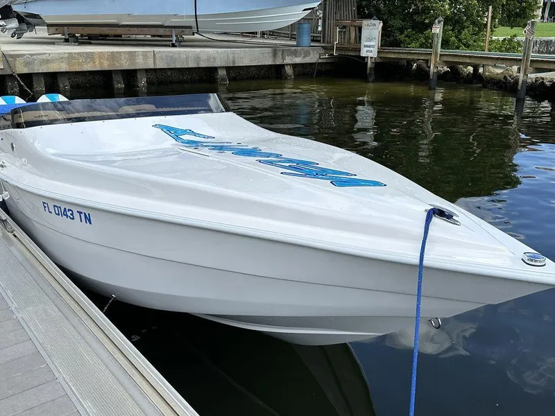 Slide: The Image of 2024 Velocity 290sc speedboat docked in marina. - 11