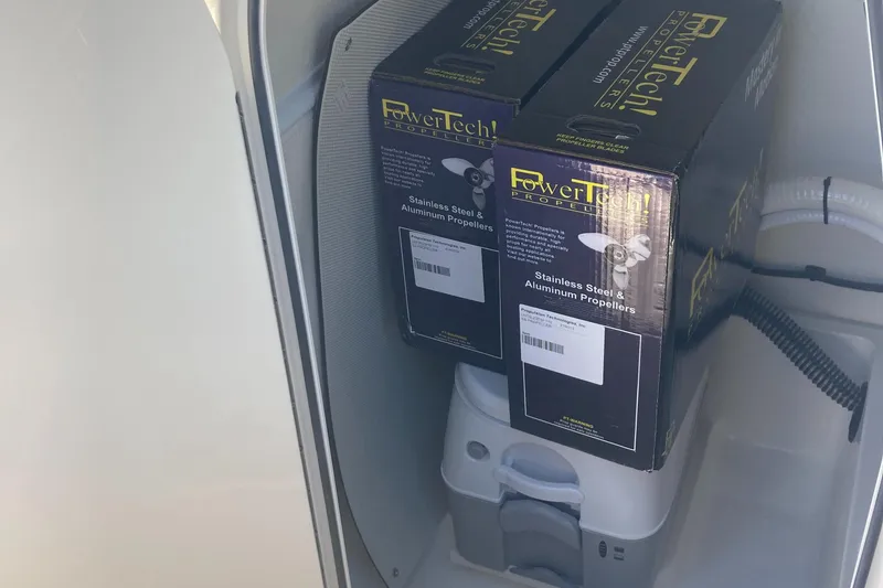 Slide: The Image of Storage compartment in 2024 Sea Born LX24 boat with PowerTech propellers. - 9