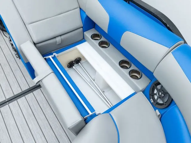 Slide: The Image of Interior of 2023 Montara 25' SURF BOSS 2.0 CW with storage and cup holders. - 17