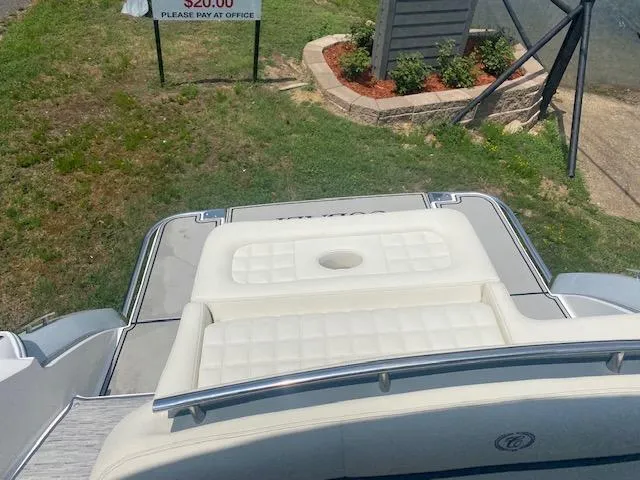 Slide: The Image of 2021 Cobalt R5 boat with white seating and swim platform. - 10