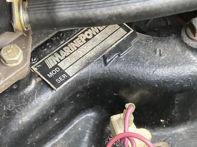 Slide: The Image of Marine Power engine label on 1990 Bayliner 3288 Motoryacht. - 15