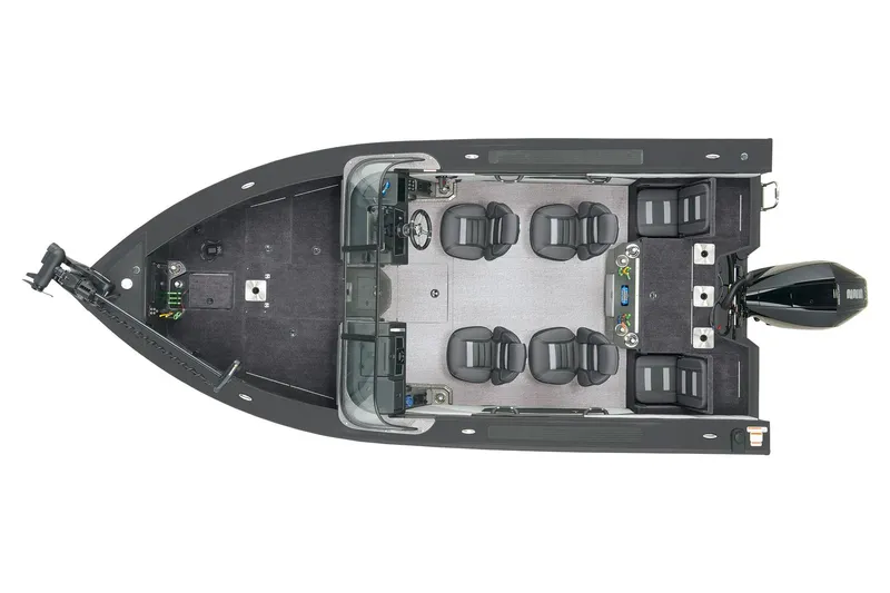 Slide: The Image of 2024 Ranger VX1888 WT fishing boat, top view, spacious seating, modern design. - 17