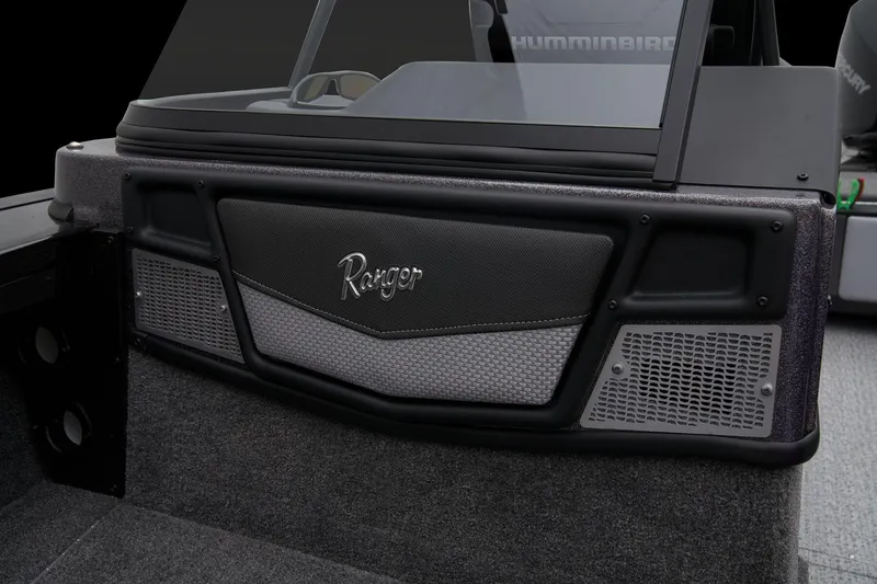Slide: The Image of 2024 Ranger VX1888 WT boat interior dashboard with logo. - 43