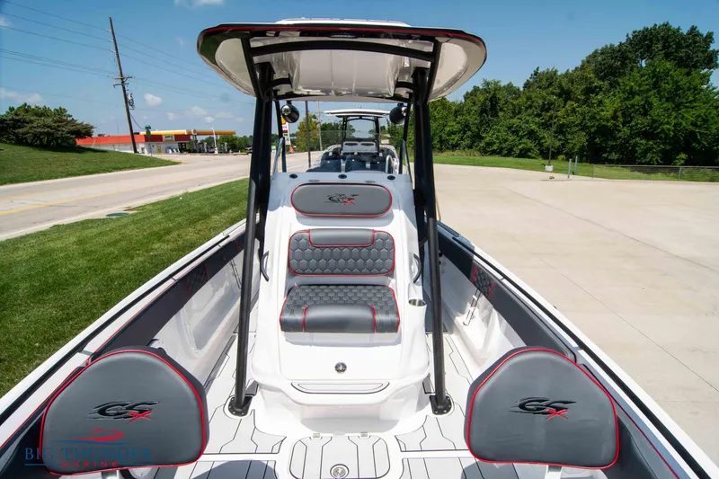 Slide: The Image of 2024 Glasstream 28 GSX Pro boat interior with seating and console. - 21