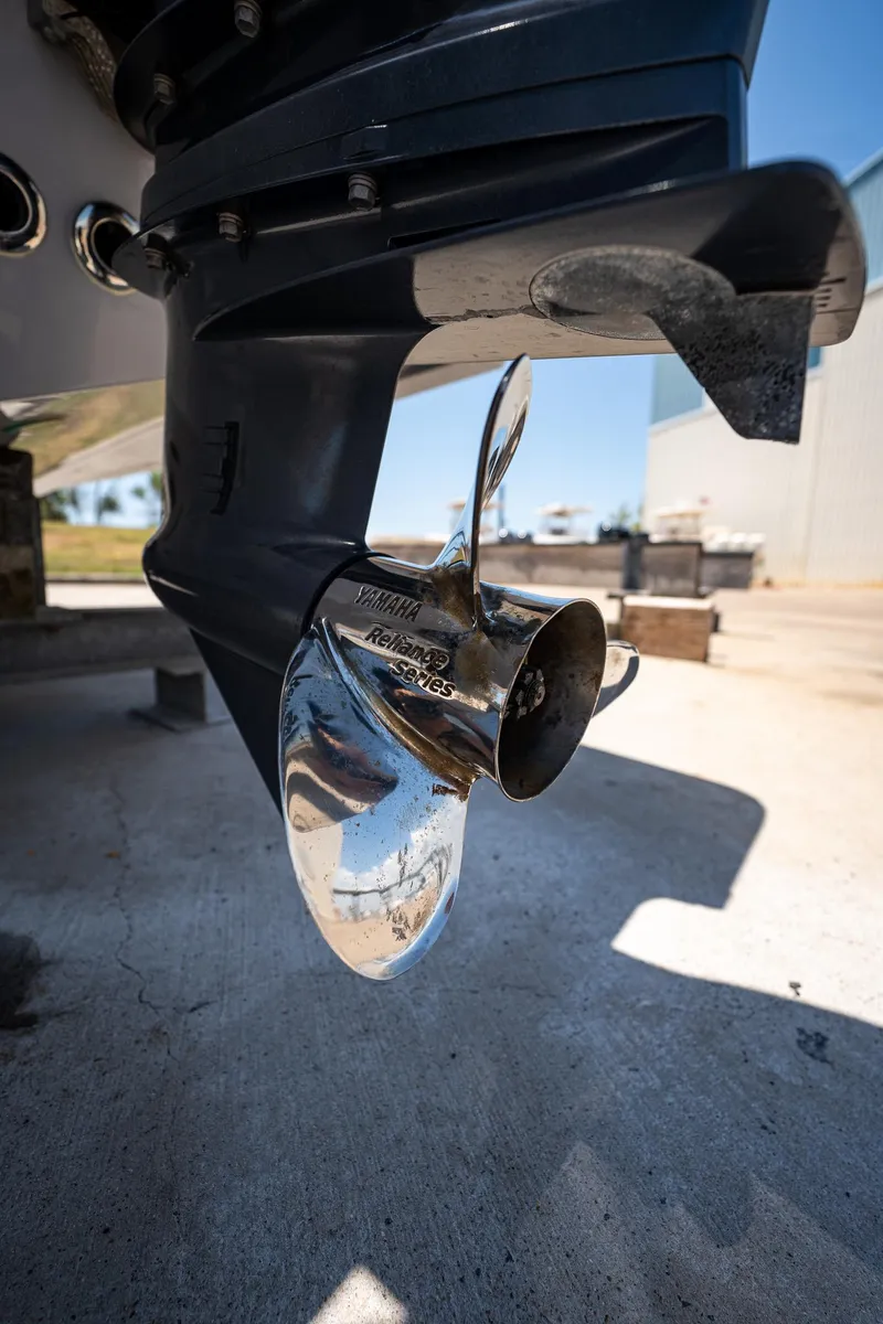 Slide: The Image of Close-up of a 2021 Key West 244 Center Console boat propeller. - 21