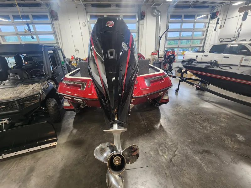 Slide: The Image of 2024 Ranger Z520R Ranger Cup Equipped boat in a garage, rear view. - 5