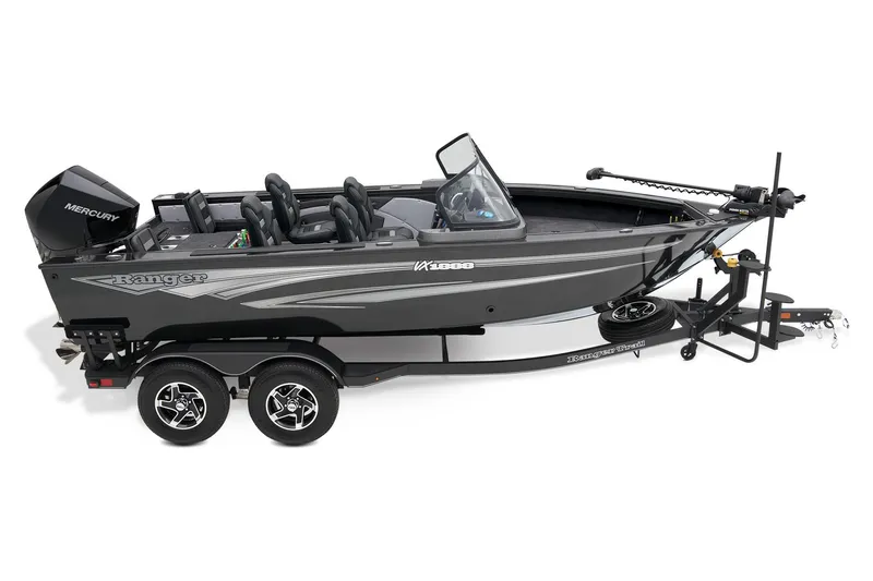 Slide: The Image of 2024 Ranger VX1888 WT fishing boat on trailer, side view. - 17