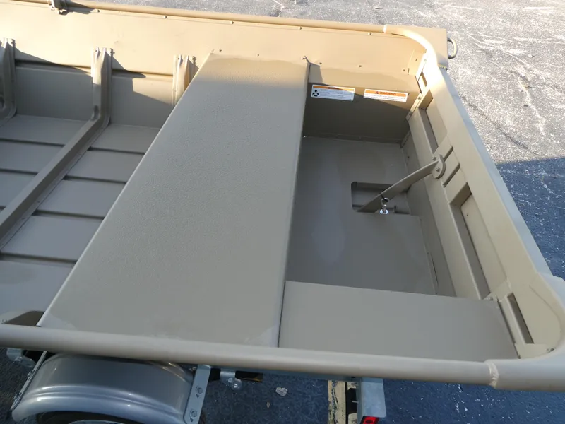 Slide: The Image of 2024 G3 1442 boat interior with bench seat and storage compartment. - 5