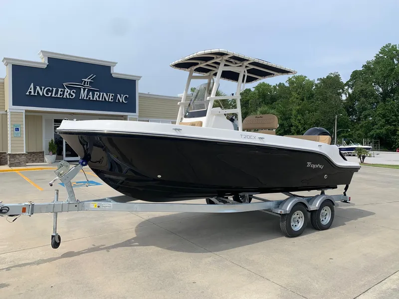 Slide: The Image of 2024 Bayliner Trophy 20 CC boat on trailer at Anglers Marine NC. - 0