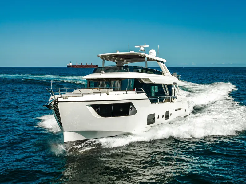 Slide: The Image of Luxury yacht Absolute Navetta 73 cruising on open sea, 2022 model. - 11