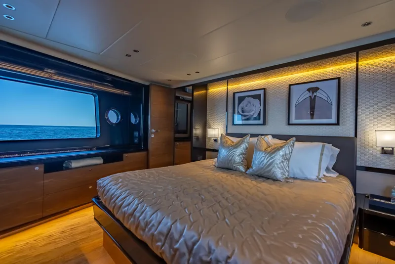 Slide: The Image of Luxurious bedroom interior of 2022 Absolute Navetta 73 yacht with ocean view. - 30