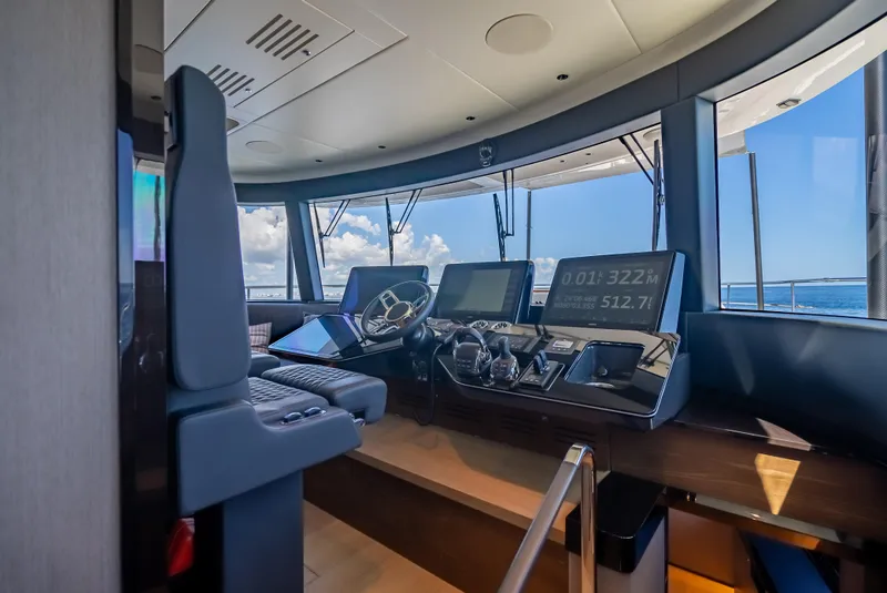 Slide: The Image of Interior helm of 2022 Absolute Navetta 73 yacht with modern navigation equipment. - 33