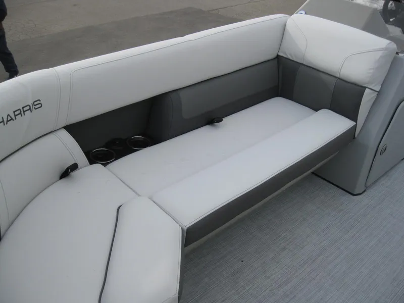 Slide: The Image of 2023 Harris FloteBote Cruiser 230 interior seating with cup holders. - 15