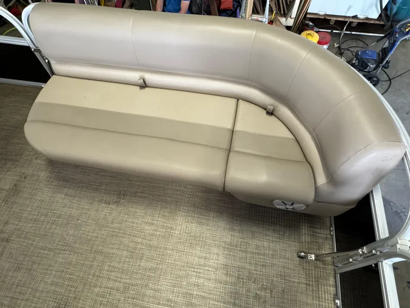 Slide: The Image of Beige leather seating on 2021 Ranger 200C boat, viewed from above. - 7