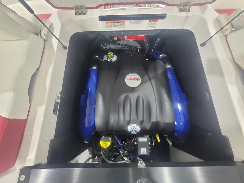 Slide: The Image of 2024 MasterCraft XT24 boat engine compartment with Ilmor engine. - 26