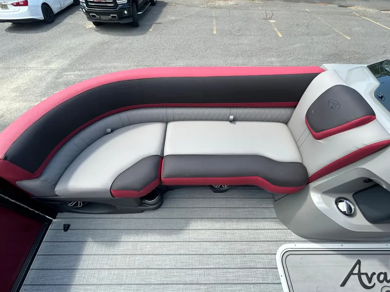 Slide: The Image of 2024 Avalon LSZ 2385 CRB boat with luxurious seating and modern design. - 12