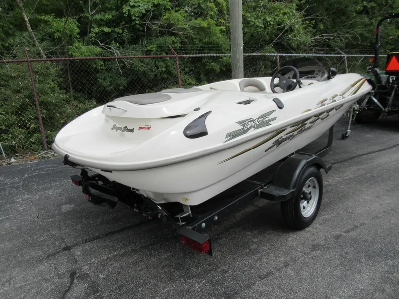 Slide: The Image of 2004 Sugar Sand Tango Xtreme jet boat on trailer, rear view. - 3
