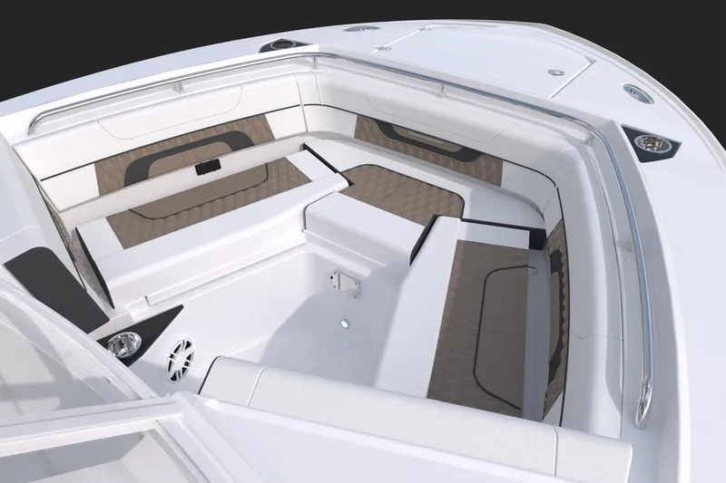 Slide: The Image of 2024 Blackfin 252DC boat interior with spacious seating and modern design. - 16